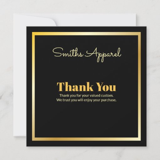 gold business purchase thank you card | Zazzle