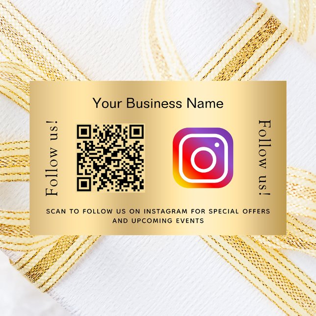 Gold business qr code instagram rectangular sticker (Creator Uploaded)