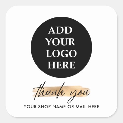 Gold Business THANK YOU HAND LETTERED AND LOGO v3 Square Sticker