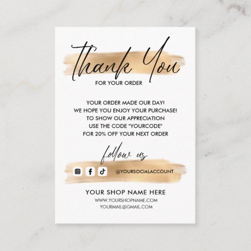Gold Business THANK YOU HAND LETTERED AND LOGO v4 Enclosure Card