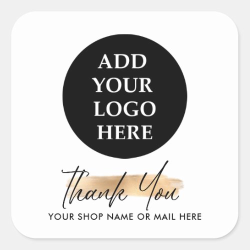 Gold Business THANK YOU HAND LETTERED AND LOGO v4 Square Sticker