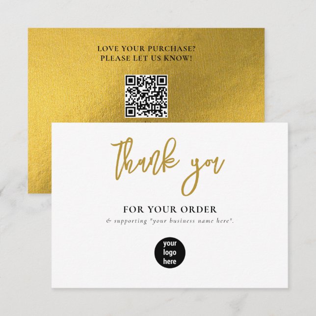 Gold Business Thank You Logo Social Media Card (Front/Back)