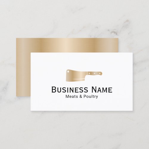 Gold Butcher Meat Cleaver Meats  Poultry Market Business Card