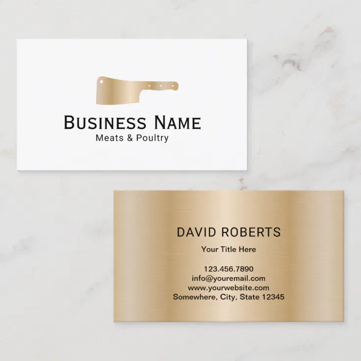 Gold Butcher Meat Cleaver Meats & Poultry Market Business Card Zazzle