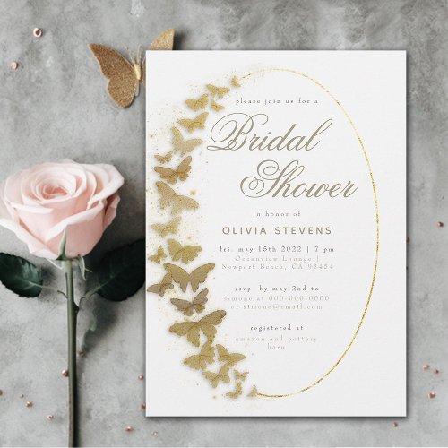 Gold Butterflies Boho Frame Elegant Bridal Shower Invitation