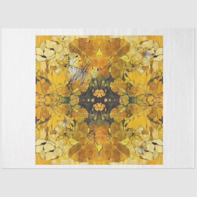 Gold Butterflies Decoupage Paper (Front)