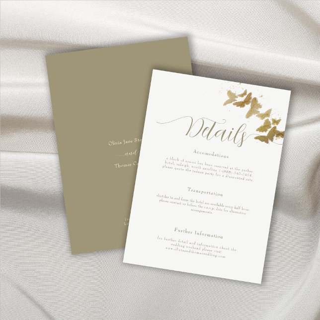 Gold Butterflies Elegant Wedding Enclosure Card (Creator Uploaded)