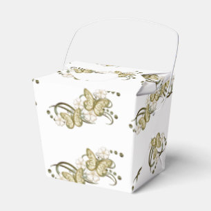 Gold Butterflies Floral Pattern Take Out Favor Box