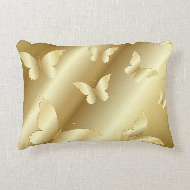 Gold butterflies,golden,shining,royal,template, accent pillow (Front)