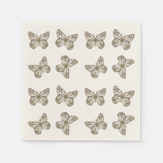 Gold Butterflies Pattern Napkins (Front)