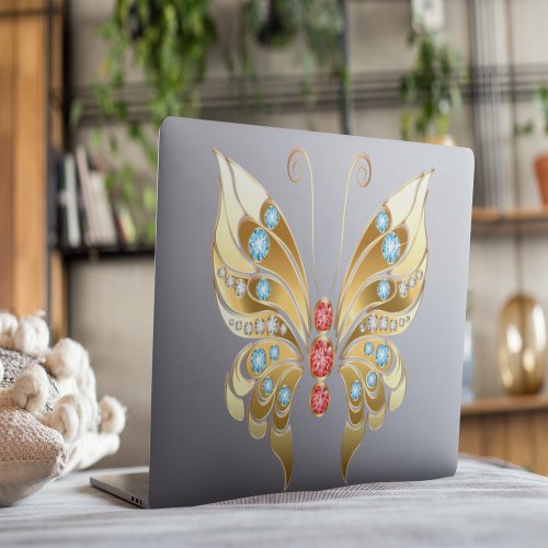 Gold Butterfly Adorned With Gems HP Laptop Skin