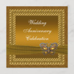 Gold Butterfly Anniversary Party Invitation