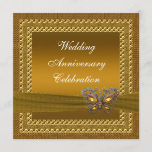 Gold Butterfly Anniversary Party Invitation