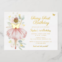 Gold Butterfly Blush Fairy First 1st Birthday