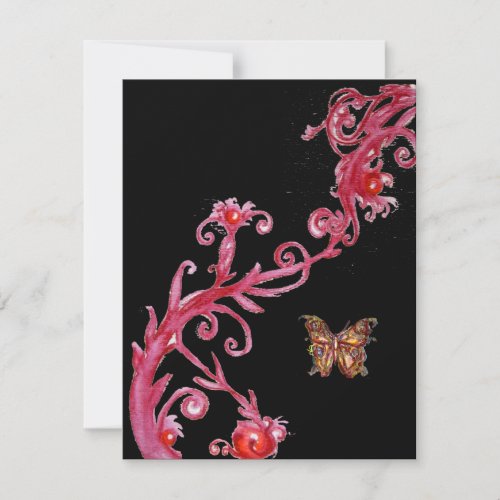 GOLD BUTTERFLY  bright red black Invitation
