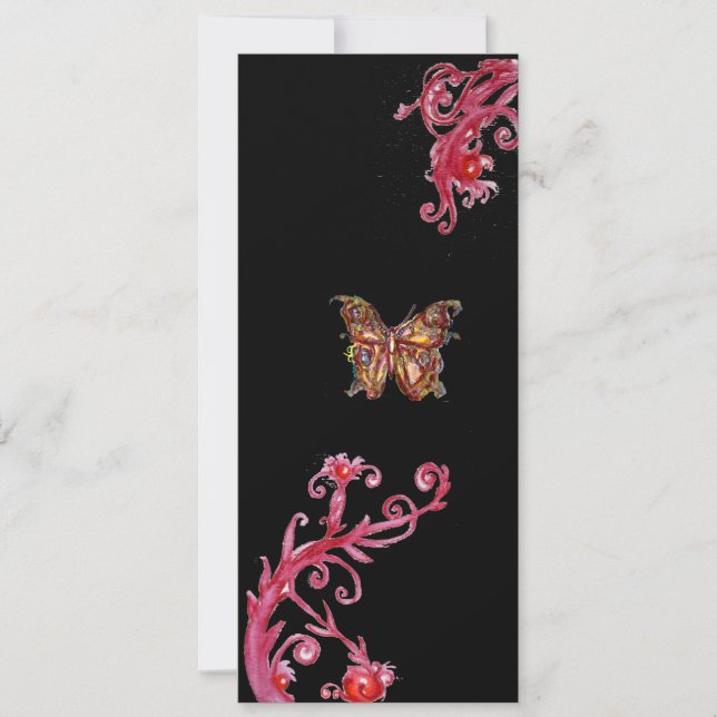 GOLD BUTTERFLY , bright red black Invitation (Front)