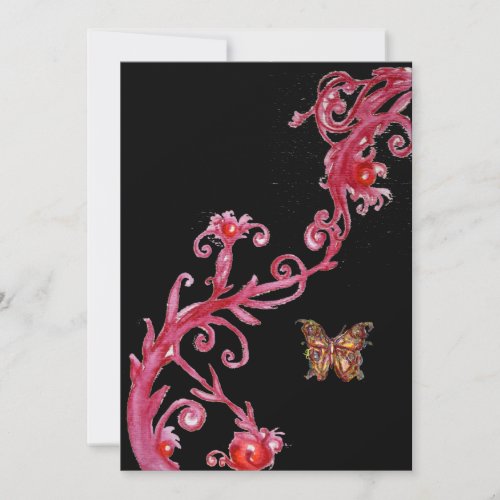 GOLD BUTTERFLY  bright red black Invitation