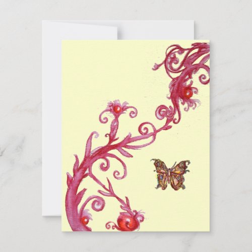 GOLD BUTTERFLY  bright red cream Invitation