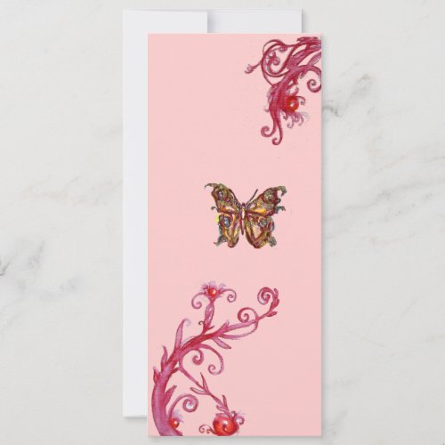 GOLD BUTTERFLY  bright red pink flourishes Invitation