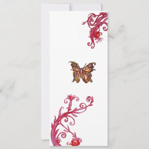 GOLD BUTTERFLY  bright red white flourishes Invitation