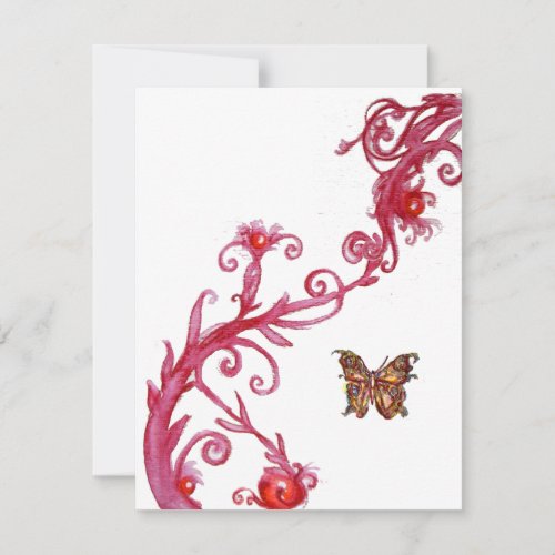 GOLD BUTTERFLY  bright red white Invitation