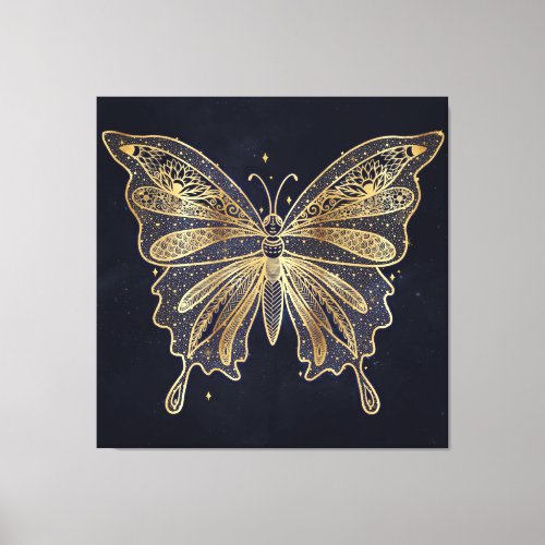 Gold Butterfly Celestial Aesthetic Canvas Print