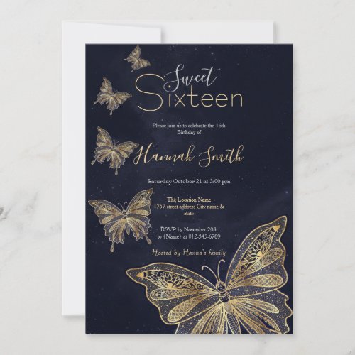 Gold Butterfly Celestial Aesthetic Invitation