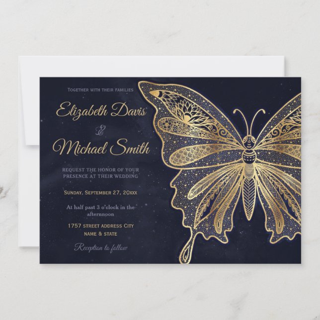 Gold Butterfly Celestial Aesthetic Invitation (Front)