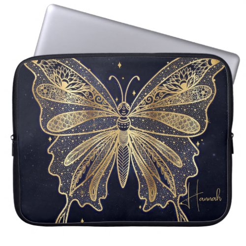 Gold Butterfly Celestial Aesthetic Laptop Sleeve