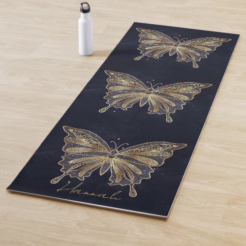 Gold Butterfly Celestial Aesthetic Yoga Mat