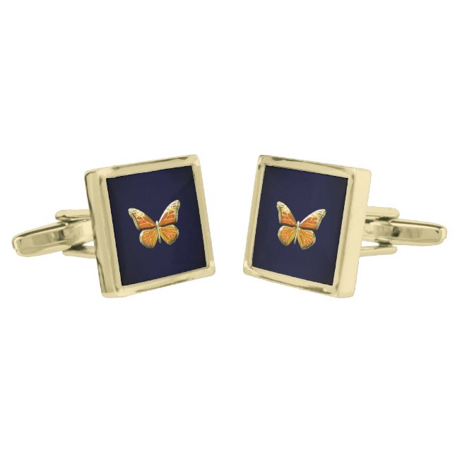 Gold Butterfly Cufflinks (Angled)