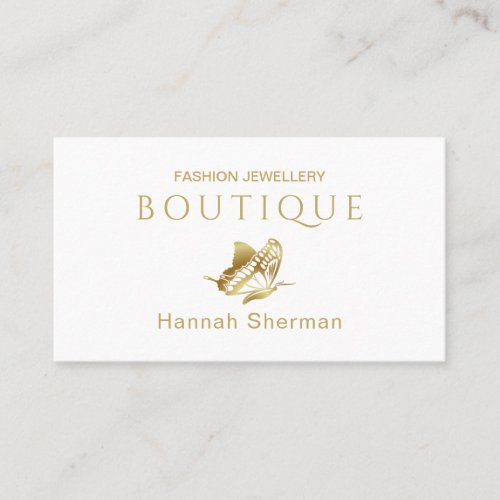 Gold butterfly feminine logo business card