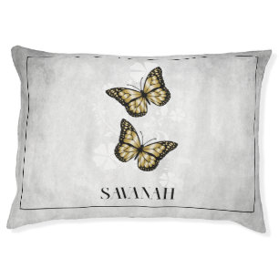 Gold Butterfly Floral Dog Bed