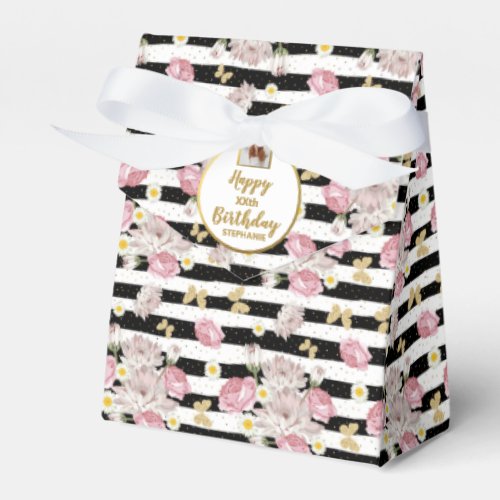 Gold Butterfly Floral Theme Birthday Photo Party Favor Boxes