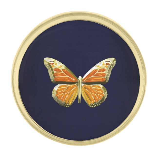 Gold Butterfly Gold Finish Lapel Pin (Front)