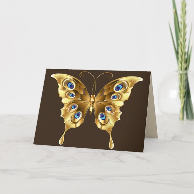 gold butterfly greeting card (Front)