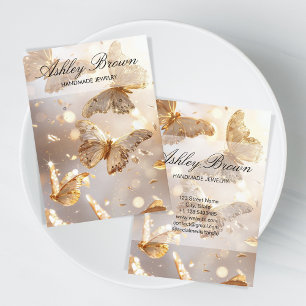 Gold Butterfly Handmade Jewelry Earring Display Business Card