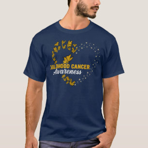 Gold Butterfly Heart Childhood Cancer Awareness Da T-Shirt