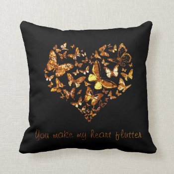 Gold Butterfly Heart Throw Pillow by BamalamArt at Zazzle