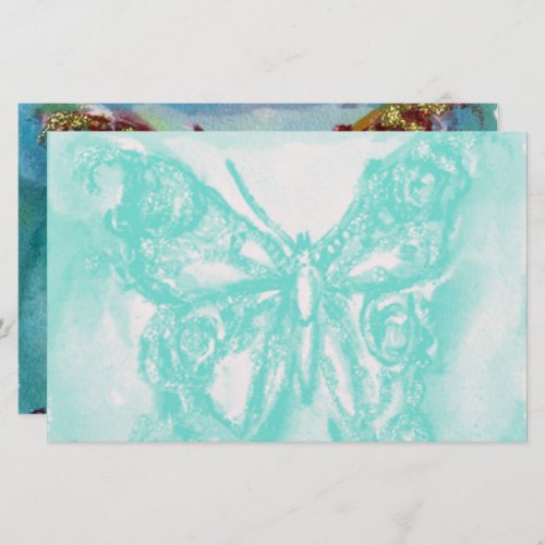 GOLD BUTTERFLY IN BLUE STATIONERY