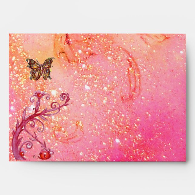 GOLD BUTTERFLY IN SPARKLES 2 pink red Envelope (Front)