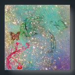 GOLD BUTTERFLY IN TEAL AQUA BLUE SPARKLES SWIRLS ENVELOPE<br><div class="desc">Whimsical pink red fuchsia flourishes , blossoms and blooms in Spring .Original watercolor in blue green pink fuchsia colors, painting with gold and silver foil by Bulgan Lumini (c)..Easy to customize with your initials and own text for nuptial announcement , thank you for bridal showers, sweet 16 birthdays, Holiday Christmas...</div>