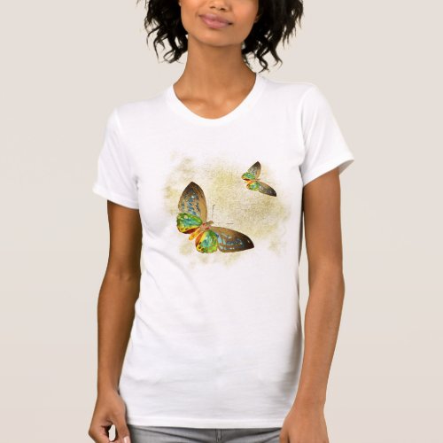  Gold Butterfly on Gold Dust Glitter Watercolor T_Shirt
