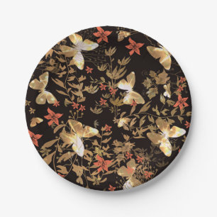 Gold butterfly paper plates