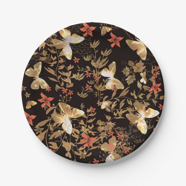 Gold butterfly paper plates (Front)