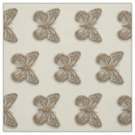 Gold Butterfly Pattern Off white Fabric
