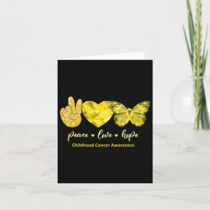 Gold Butterfly Peace Love Hope Childhood Cancer Aw Card
