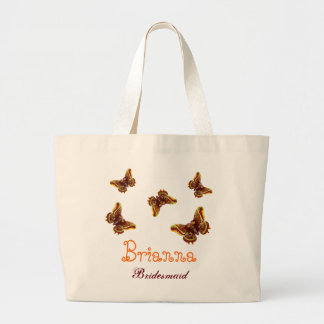 Gold Butterfly Personalized Name Bridesmaid Large Tote Bag