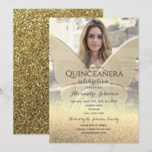 Gold Butterfly Photo Quinceañera