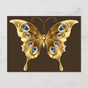 gold butterfly postcard